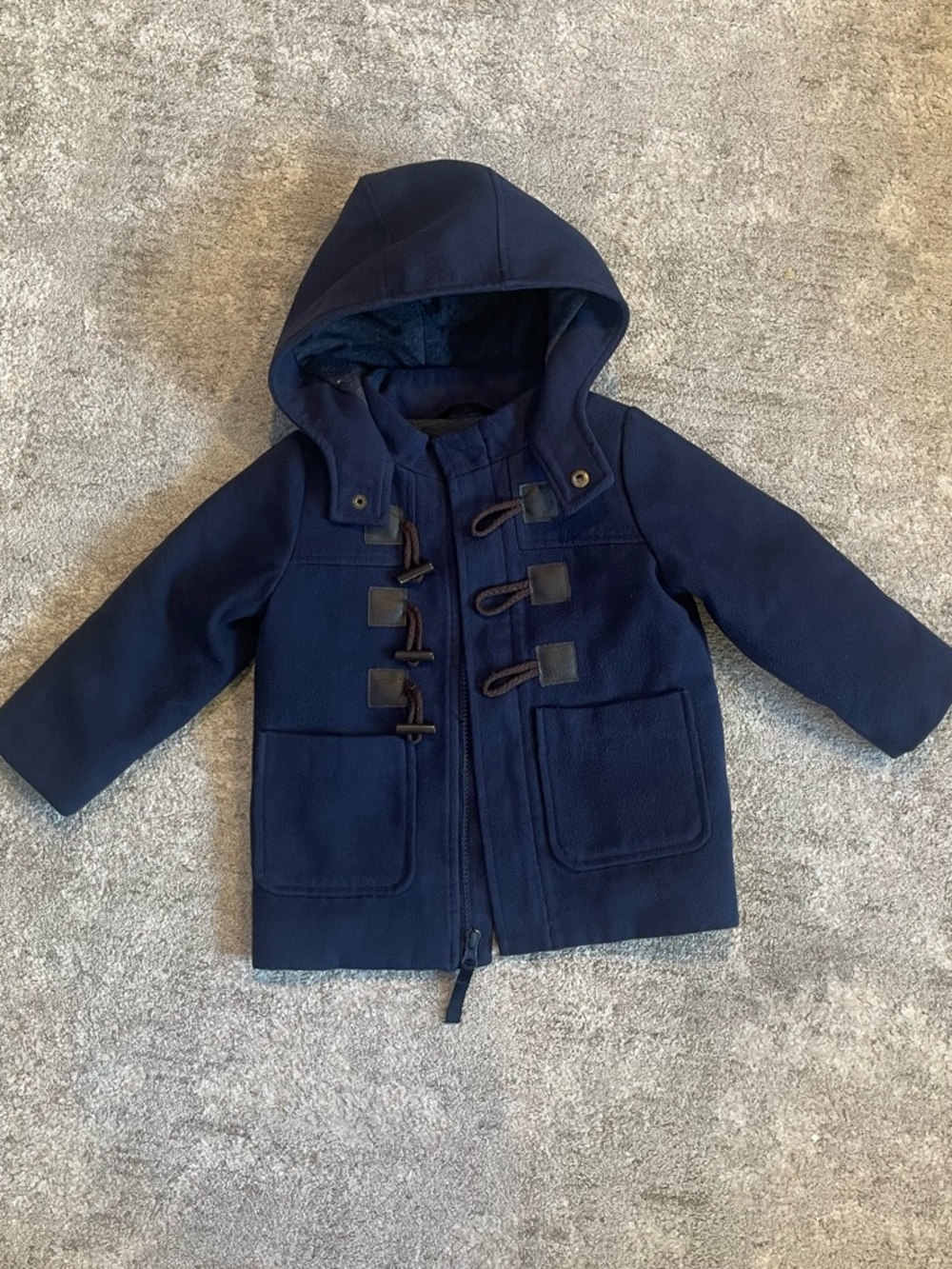 Cat & Jack Navy Hooded Pea Coat with Toggle/Zipper Closures